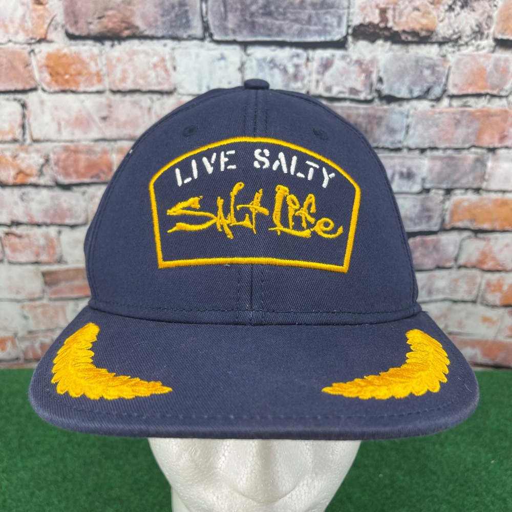 Salt Life Live Salty Hat Mens OS Navy Blue Scrambled Eggs Snapback Baseball Cap